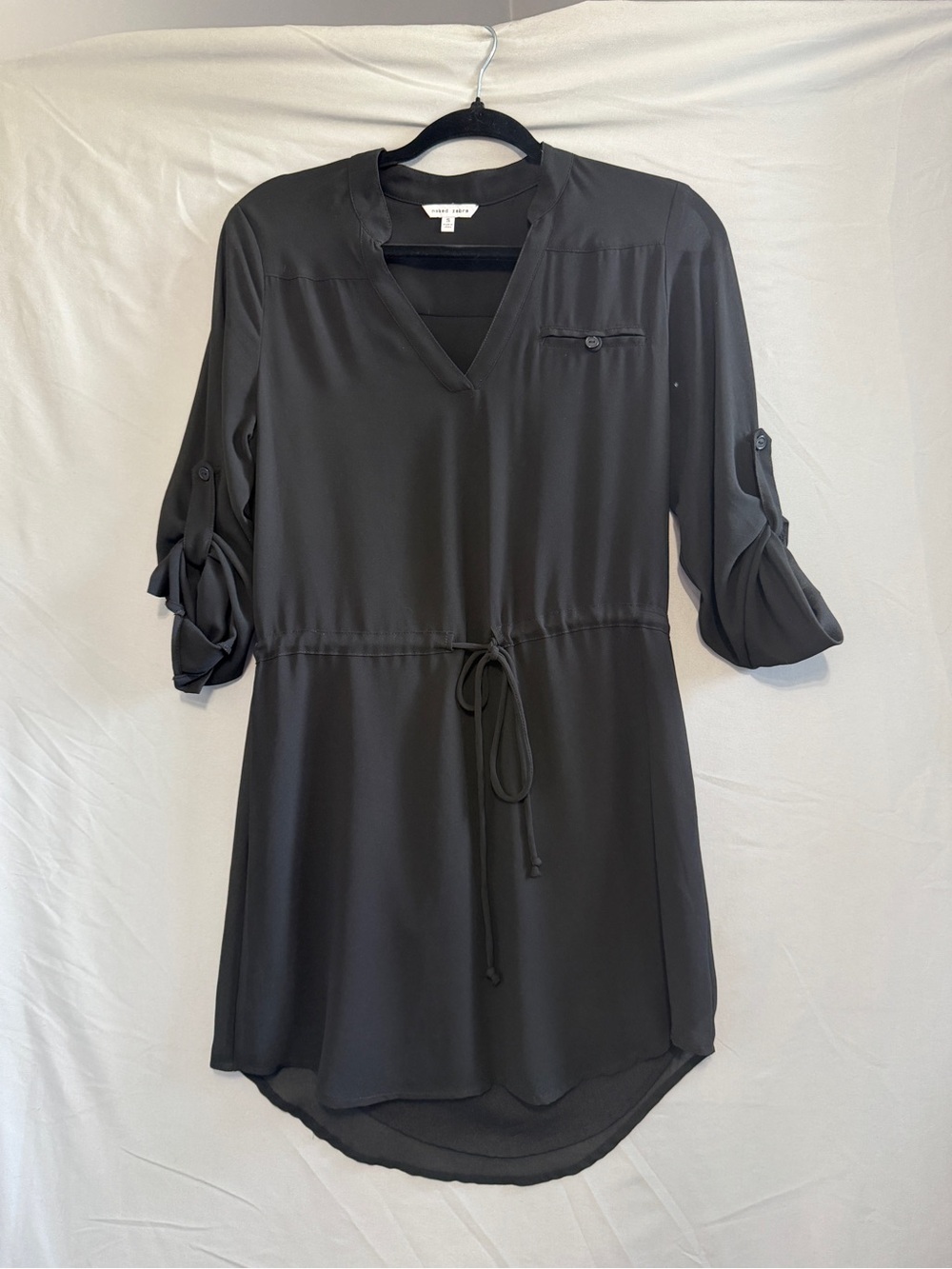 Naked Zebra Womens Midi Dress Size S Black Lined Preppy Office Whimsigoth V-neck
